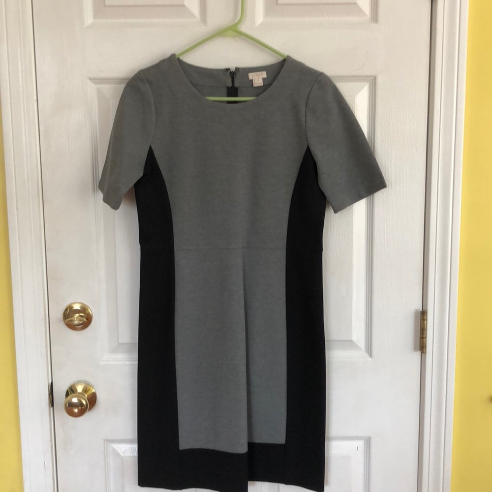J.Crew Grey and Black Block Shift Dress